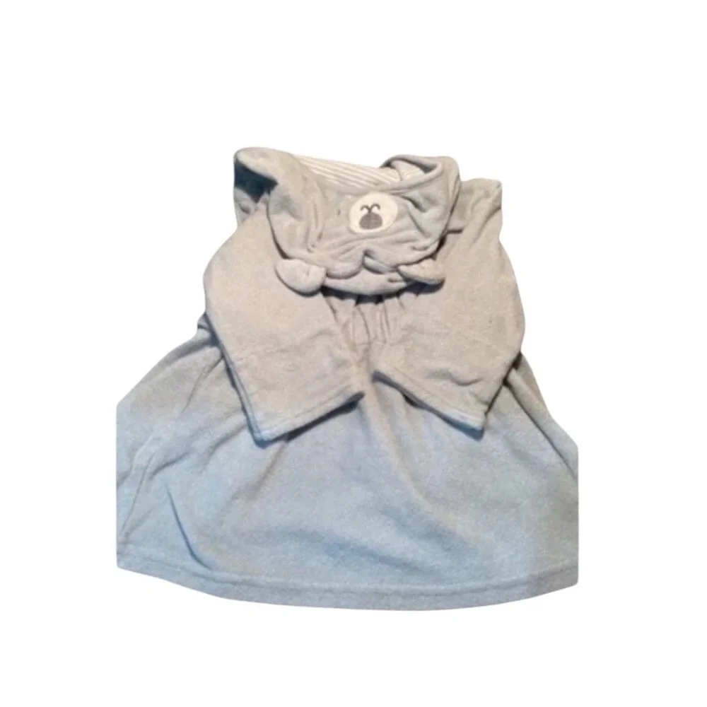 0-9 Mnth Hooded Baby Bathrobe Cute Animal Face Plush Terry Infant Robe With Belt